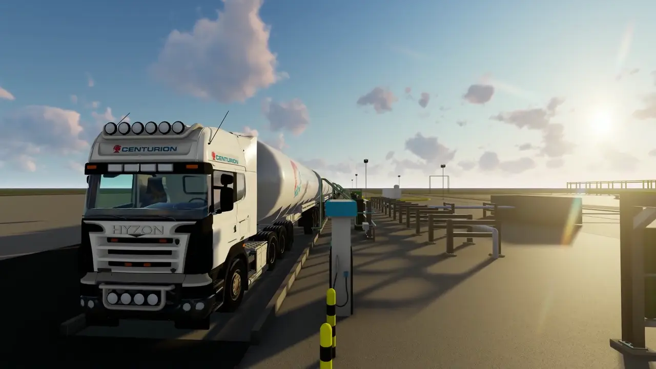Hydrogen tanker trucks delivering green hydrogen