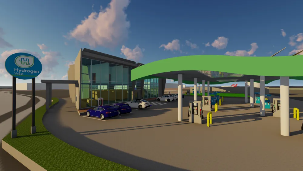Hydrogen West green hydrogen refuelling station render